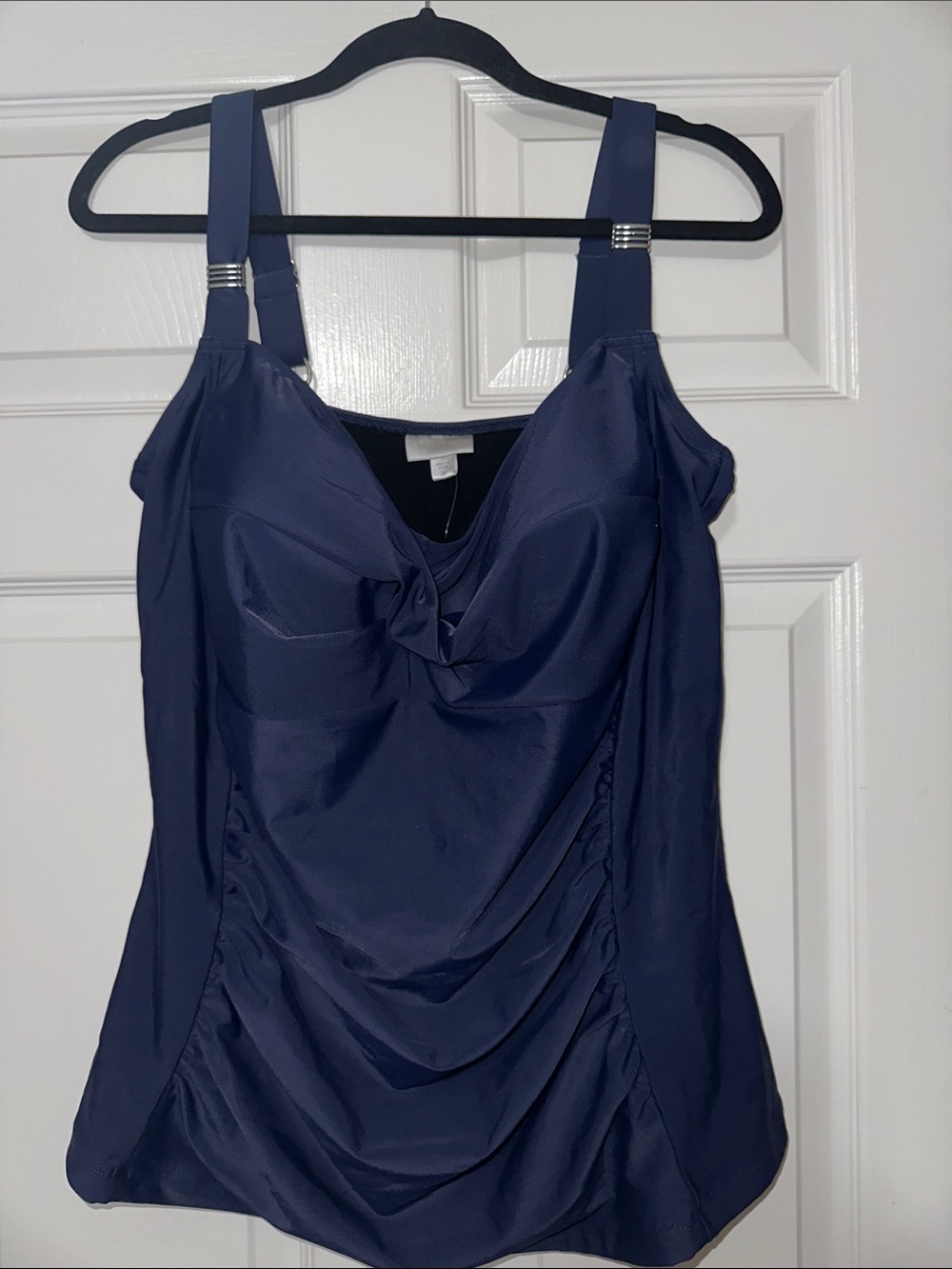 Avenue Navy Ruched Tankini Top with Wide Straps